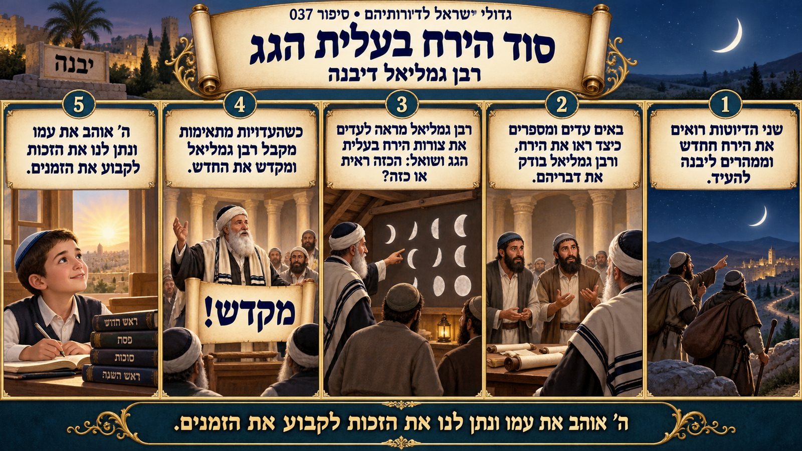 תמונת סיכום — רבן גמליאל דיבנה: סוד הירח בעלית הגג